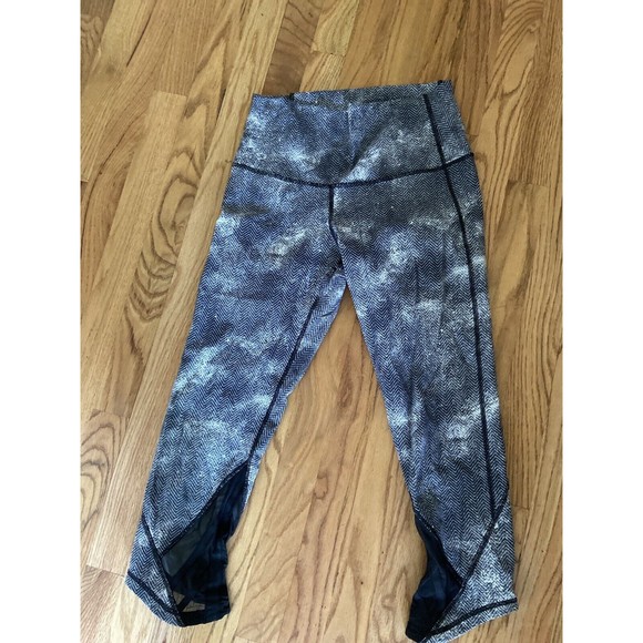 lululemon 8 herringbone ombre tie dye crop mesh 8 crop Black White - Picture 2 of 5